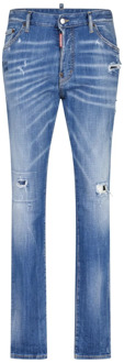 Dsquared2 Vintage Slim Fit Stretch Denim Jeans Dsquared2 , Blue , Heren - 2Xl,Xl,L,M,S,4Xl,3Xl