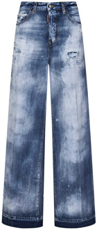 Dsquared2 Wide Jeans Dsquared2 , Blue , Dames - S,Xs,2Xs