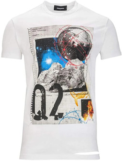 Dsquared2 Wit Katoenen T-Shirt, Gemaakt in Italië Dsquared2 , White , Heren - 2XL