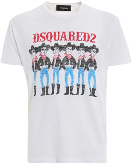 Dsquared2 Wit Katoenen T-Shirt - Gemaakt in Italië Dsquared2 , White , Heren - S