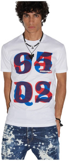 Dsquared2 Witte Dsq2 T-shirt met Logo Dsquared2 , White , Heren - 2XL