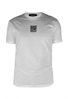 Dsquared2 Witte katoenen T-shirt met QR-code Dsquared2 , White , Heren - Xl,S