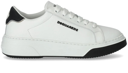 Dsquared2 Witte Leren Bumper Sneaker met Logo Dsquared2 , White , Dames - 36 EU