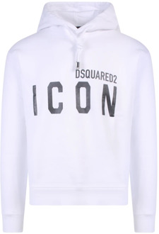 Dsquared2 Witte Logo Print Hoodie Sweater Dsquared2 , White , Heren - Xl,L,M