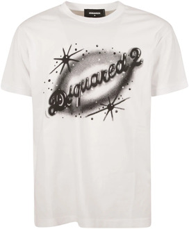 Dsquared2 Witte Muscle Fit Tee T-shirts Polos Dsquared2 , White , Heren - 2Xl,Xl,L,M