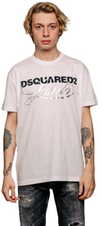 Dsquared2 Witte T-shirt met ery ery Dan Fit Dsquared2 , White , Heren - S