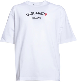 Dsquared2 Witte T-shirts en Polos Dsquared2 , White , Heren - Xl,L,M,S