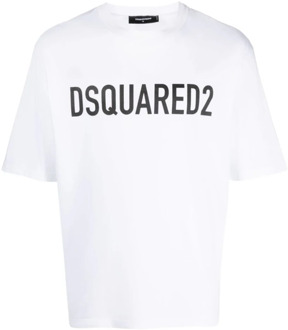 Dsquared2 Witte T-shirts en Polos met ronde hals Dsquared2 , White , Heren - Xl,L,S