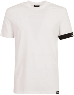 Dsquared2 Witte T-shirts en Polos met ronde hals Dsquared2 , White , Heren - Xl,L