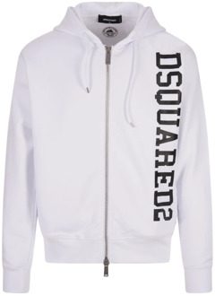 Dsquared2 Witte Zip Hoodie Sweater Dsquared2 , White , Heren - 2Xl,Xl,L,M,S,Xs