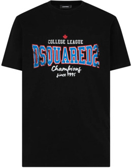 Dsquared2 Zwart Cool Fit Tee T-shirts en Polos Dsquared2 , Black , Heren - 2Xl,Xl,L,M,3Xl