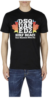 Dsquared2 Zwart D2 Surf T-Shirt Dsquared2 , Black , Heren - 2Xl,L