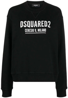 Dsquared2 Zwart Geribbelde Crew-neck Sweatshirt Dsquared2 , Black , Dames - L,M,Xs