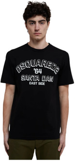 Dsquared2 Zwart Katoenen T-Shirt met Logo Print Dsquared2 , Black , Heren - 2Xl,Xl,L,M,S,3Xl