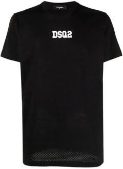 Dsquared2 Zwart Logo-Print Katoenen T-shirt voor Heren Dsquared2 , Black , Heren - S