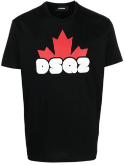 Dsquared2 Zwart Logo-Print T-shirt Dsquared2 , Black , Heren - Xl,L