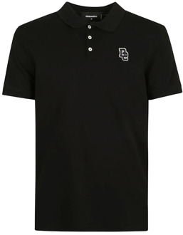 Dsquared2 Zwart Poloshirt met Geborduurd Logo Dsquared2 , Black , Heren - 2Xl,Xl,L,M,S