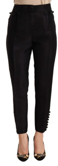 Dsquared2 Zwarte broek met hoge taille en knoopversiering Dsquared2 , Black , Dames - XS