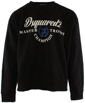 Dsquared2 Zwarte Crewneck Sweater Oversized Design Dsquared2 , Blue , Heren - Xl,L