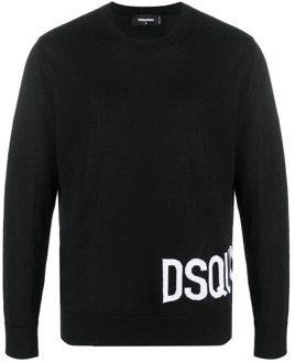 Dsquared2 Zwarte Crewneck Sweatshirt Dsquared2 , Black , Heren - Xl,L