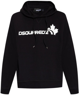 Dsquared2 Zwarte hoodie met verstelbaar trekkoord Dsquared2 , Black , Heren - Xl,L,M,S