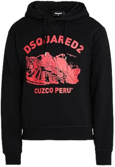 Dsquared2 Zwarte Katoenen Sweatshirt met Capuchon Dsquared2 , Black , Heren - Xl,M