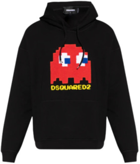 Dsquared2 Zwarte Katoenen Sweatshirt met Iconisch Logo Dsquared2 , Black , Heren - L,M,S