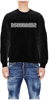 Dsquared2 Zwarte Katoenen Sweatshirt met Ronde Hals Dsquared2 , Black , Heren - Xl,L,M