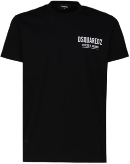 Dsquared2 Zwarte Katoenen T-shirt met Logo Print Dsquared2 , Black , Heren - 2Xl,Xl,L,M,S