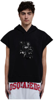 Dsquared2 Zwarte mouwloze sweatshirt met capuchon Dsquared2 , Black , Heren