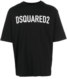 Dsquared2 Zwarte Ronde Hals T-shirts en Polos Dsquared2 , Black , Heren - 2Xl,Xl,L,M,S