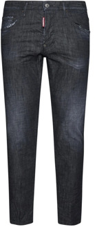 Dsquared2 Zwarte Slim Fit Katoenen Jeans met Vervaagd Denim Dsquared2 , Black , Heren - 2Xl,Xl,L,M,S,Xs,3Xl