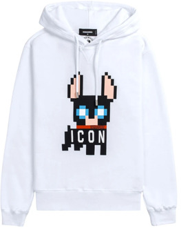 Dsquared2 Zwarte Sweaters met Icon Cool Hoodie Dsquared2 , White , Heren - Xl,L,M
