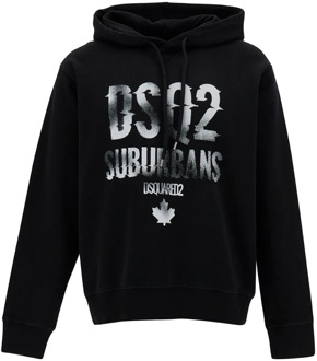 Dsquared2 Zwarte Sweaters met Logo Print Dsquared2 , Black , Heren - Xl,L,M,S