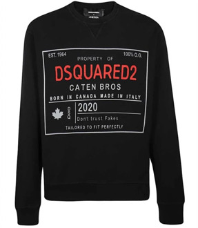 Dsquared2 Zwarte Sweatshirt Cool Fit Katoen Dsquared2 , Black , Heren