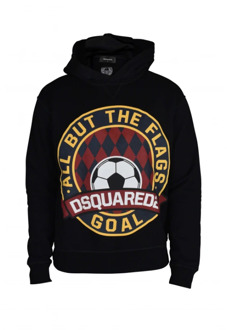 Dsquared2 Zwarte voetbalprint hoodie sweatshirt Dsquared2 , Black , Heren