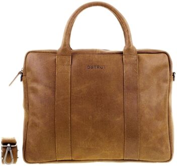 DSTRCT Limited Single Zip 15'' Laptoptas cognac schoudertas heren Bruin - H 32 x B 40 x D 13 cm