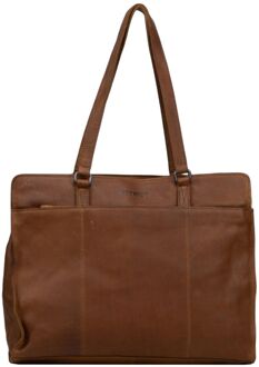 DSTRCT Preston Park Laptop Workingbag 15.6" cognac damestas - H 33 x B 40 x D 16 cm
