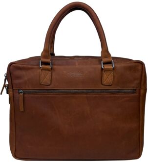 DSTRCT Preston Park Laptop Workingbag 15.6" cognac schoudertas heren - H 32 x B 42 x D 12 cm
