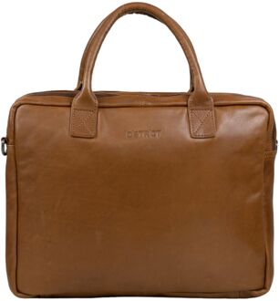 DSTRCT State Street Workingbag 15.6" cognac schoudertas heren - H 30 x B 40 x D 10 cm