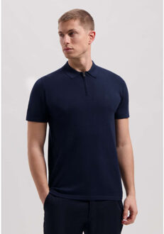 Dstrezzed Dorian zip polo Blauw - XXL
