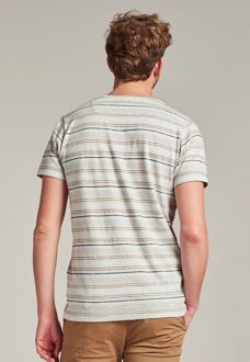Dstrezzed T-shirt Strepen Lichtgrijs Bruin - XXL