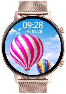 DT96 Smart Horloge Vrouwen Meerdere Schermen Trillingen Aanpassing Hartslag Detectie Muziek Controle Smartwatch Slaap Monitoring staal goud