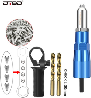 DTBD Electric Rivet Gun 2.4mm-4.8mm Rivet Nut Drill Adapter Riveting Tool Insert Nut Tool With 50Pc Rivet Power Tools
