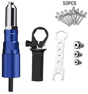 Dtbd Elektrische Klinknagel Gun Klinken Adapter Insert Draadloze Boor Aluminium Rivet Nut Klinkhamer Insert Nail Power Tools Accessoires blauw reeks 50stk Rivet