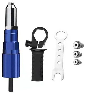 Dtbd Elektrische Klinknagel Gun Klinken Adapter Insert Draadloze Boor Aluminium Rivet Nut Klinkhamer Insert Nail Power Tools Accessoires blauw reeks