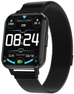 Dtx Smart Horloge IP68 Waterdicht 1.78Inch Grote Scherm Ecg Hartslag Bloeddruk Mannen Vrouwen Smartwatch Voor Ios Android zwart staal