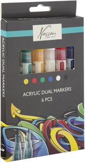 Dual Acrylmarkers 6 stuks verschillende