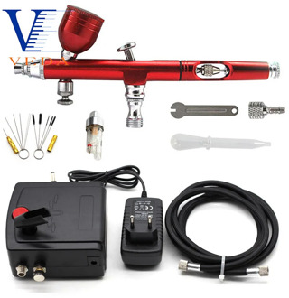 Dual-Action Airbrush Compressor Kit 0.2/0.3mm Air Brush Spray Gun Cleaning Tool for Makeup Nail Paint Tattoo Body Car Decoration