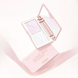 Dual-Color Multi-Effect Soft Mist Pressed Powder - 3 Colors 01# Purple-White (4g + 4g)